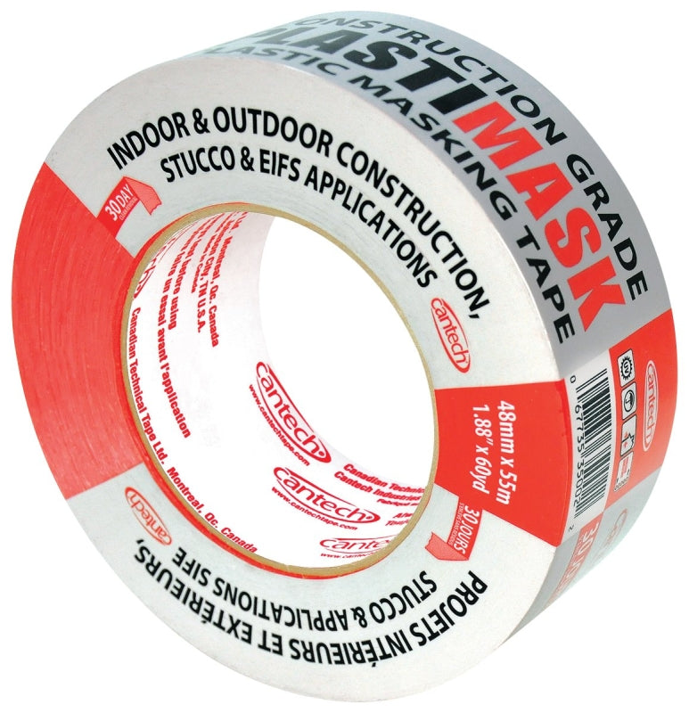 Cantech 35002 Masking Tape, 55 m L, 48 mm W, Polyethylene Backing, Red