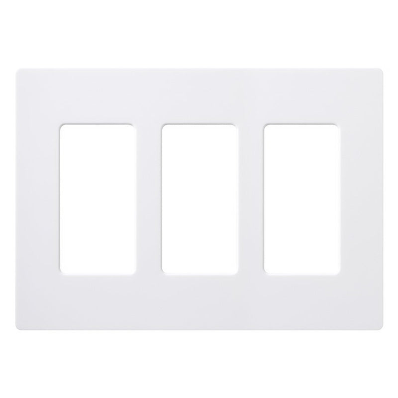 Lutron CW-3B-WH Wallplate, 4.69 in L, 6.56 in W, 3 -Gang, Plastic, White, Gloss