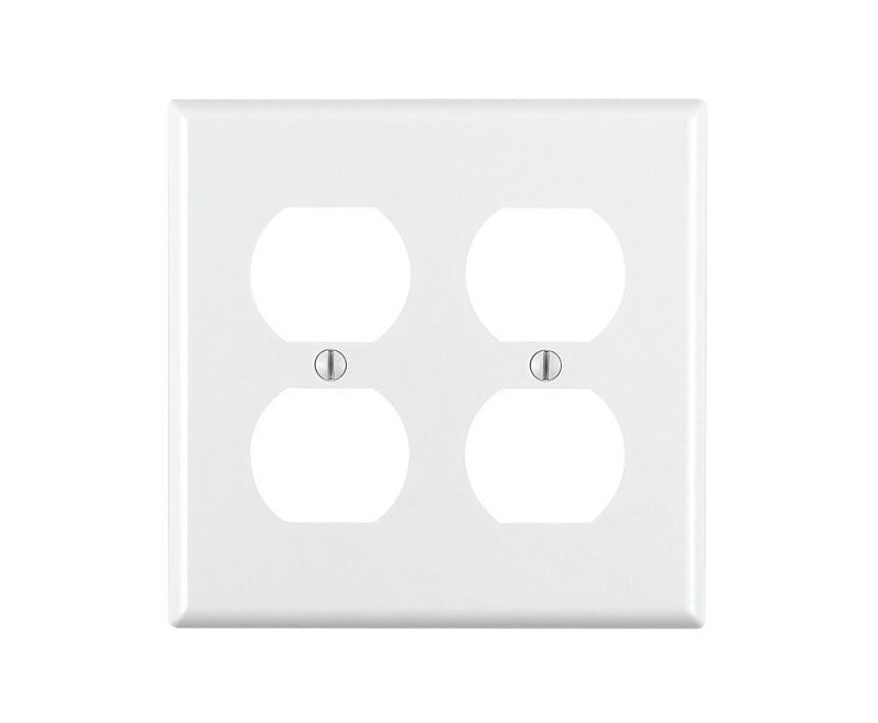 Leviton 88016 Receptacle Wallplate, 4-1/2 in L, 4-9/16 in W, 2 -Gang, Thermoset Plastic, White, Smooth