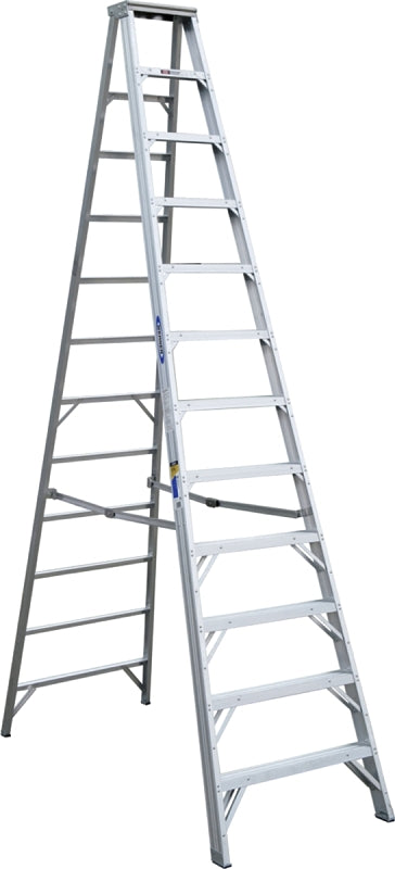 WERNER 412 Step Ladder, 16 ft Max Reach H, 11-Step, 375 lb, Type IAA Duty Rating, 3 in D Step, Aluminum