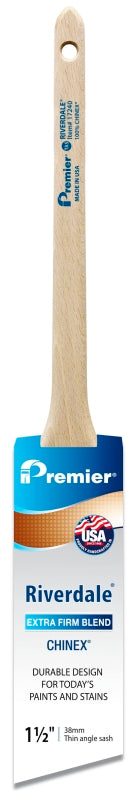 Premier Riverdale 17240 Paint Brush, 1-1/2 in W, Thin Angle Sash Brush, 2-3/16 in L Bristle, Chinex Bristle