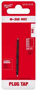 Milwaukee 49-57-5115 Straight Flute Plug Tap, #6-32 Thread, Coarse Thread, HCS