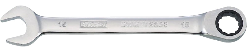 DeWALT DWMT72303OSP Combination Wrench, Metric, 15 mm Head, 7-9/16 in L, 12-Point, Chrome, Comfort-Grip Handle