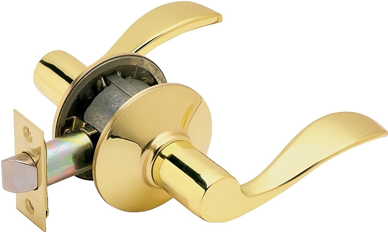 Schlage Accent Series F10 ACC 605 Passage Lever, Mechanical Lock, Bright Brass, Metal, Residential, 2 Grade
