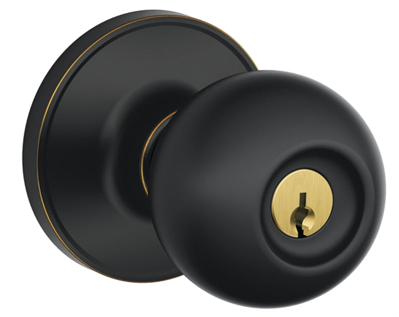 Schlage Corona Series J54 CNA 716 Entry Knob, Knob Handle, Aged Bronze, Metal, C Keyway, Re-Key Technology: Traditional