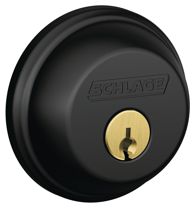 Schlage B60622 Deadbolt, 1 Grade, SC1 Key, Metal, Matte Black, 2-3/8, 2-3/4 in Backset, C Keyway