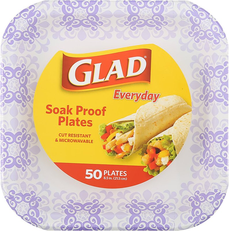 Glad Everyday BBP0096 Plate, 8-1/2 in, Square, Paper, Purple Victorian
