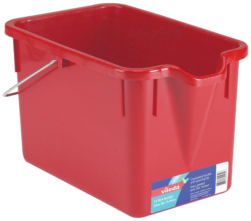 Vileda 117627 Graduated Bucket, 15 L Capacity, Plastic, Red