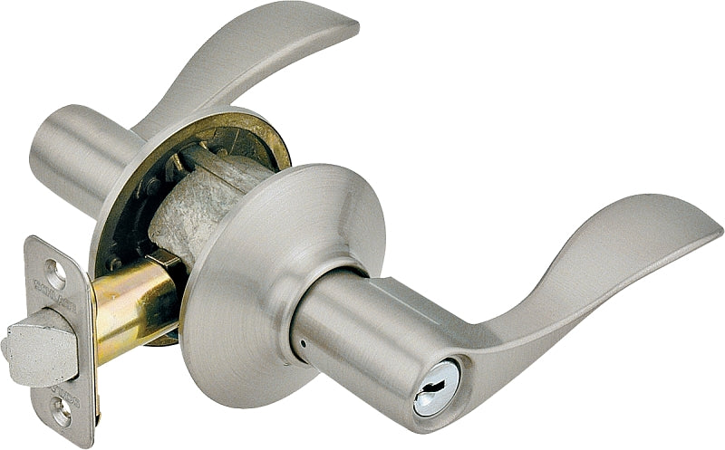 Schlage Accent Series F51A ACC 619 Entry Lever, Mechanical Lock, Satin Nickel, Metal, Residential, 2 Grade