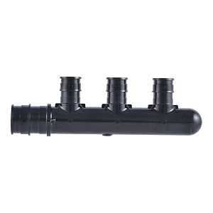 SharkBite UAMPT3C Multi-Port Closed Pipe Tee, 3/4 in Inlet, 3-Outlet, 1/2 in Outlet, Acudel Polymer, Black
