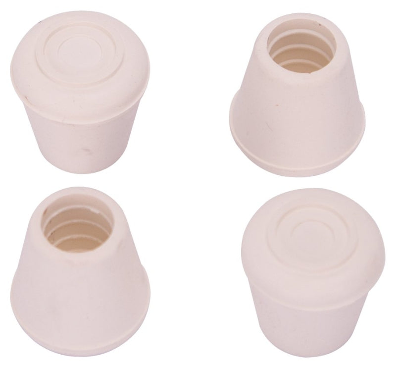 ProSource FE-50641-B Furniture Leg Tip, Round, Rubber, White, 1/2 in Dia, 1.1 in H