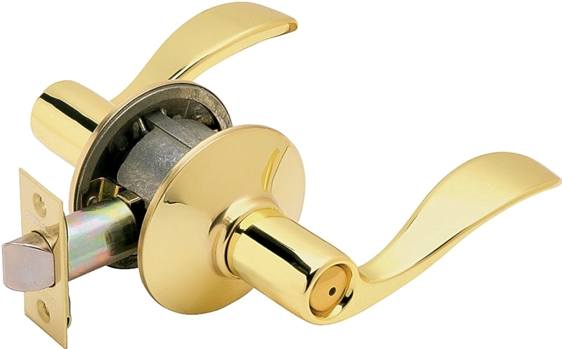 Schlage F Series F40V ACC 605 Privacy Lever, Mechanical Lock, Bright Brass, Metal, Residential, 2 Grade