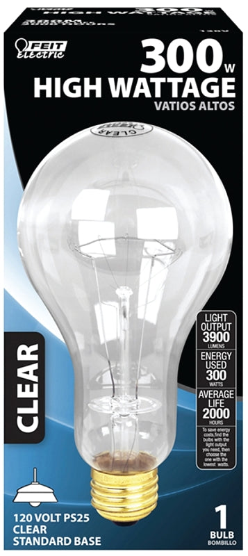 Feit Electric 300M Incandescent Lamp, 300 W, PS25 Lamp, Medium E26 Lamp Base, 3600 Lumens, 2700 K Color Temp