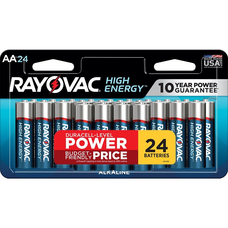 Rayovac 815-24LTK Battery, 1.5 V Battery, AA Battery, Alkaline, 24/PK