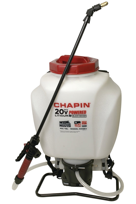 CHAPIN 63924 Rechargeable Backpack Sprayer, 4 gal Tank, Poly Tank, 20 to 22 ft Horizontal, 32 ft Vertical Spray Range