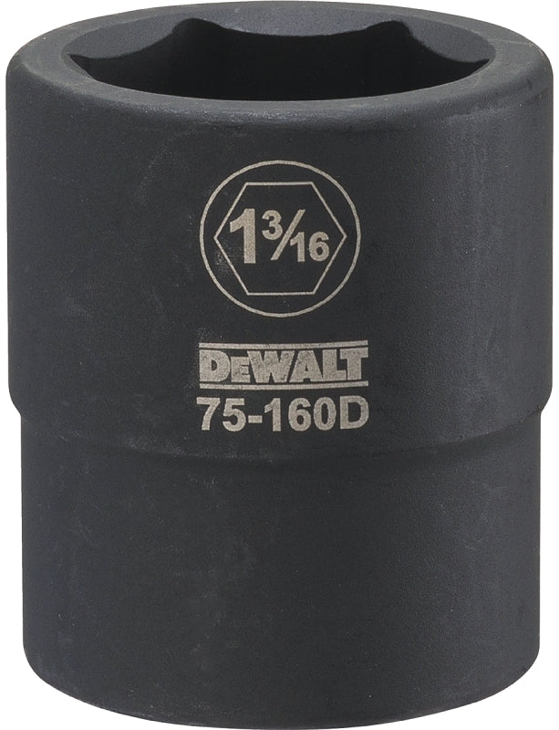 DeWALT DWMT75160OSP Impact Socket, 1-3/16 in Socket, 3/4 in Drive, 6-Point, CR-440 Steel, Black Oxide