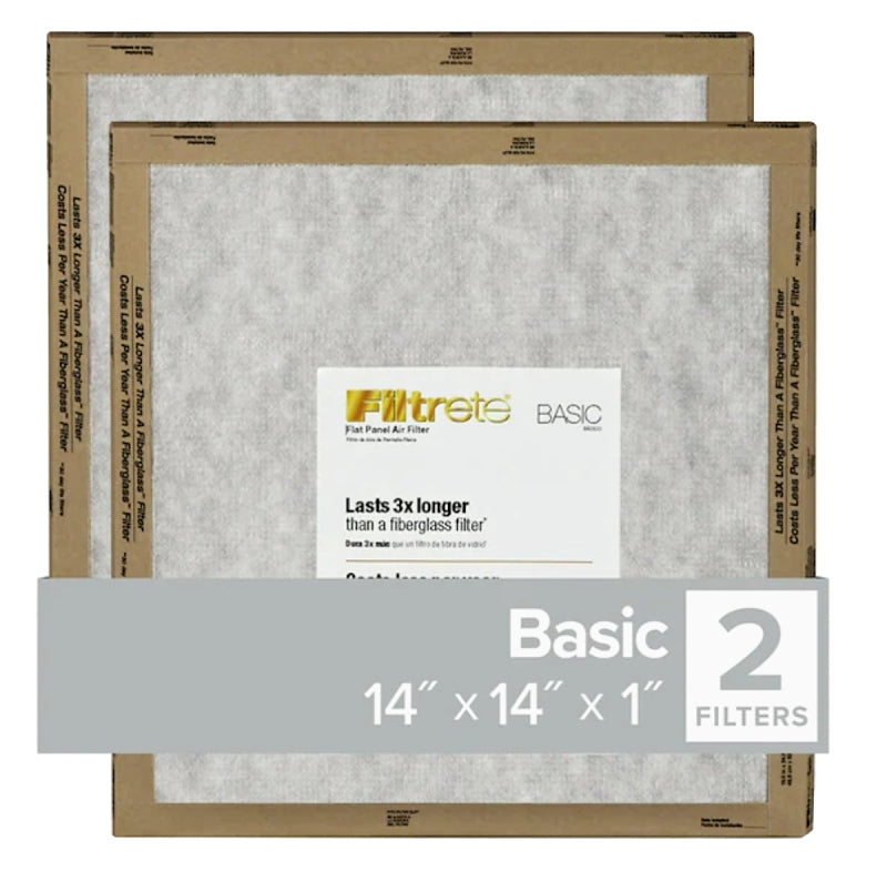 Filtrete FPL11-2PK-24 Air Filter, 14 in L, 14 in W, 2 MERV, For: Air Conditioner, Furnace and HVAC System