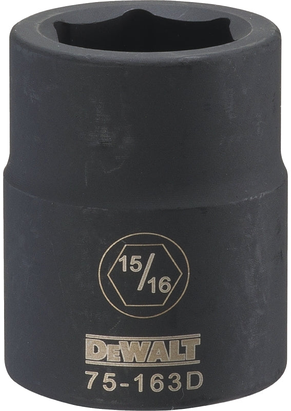 DeWALT DWMT75163OSP Impact Socket, 15/16 in Socket, 3/4 in Drive, 6-Point, CR-440 Steel, Black Oxide
