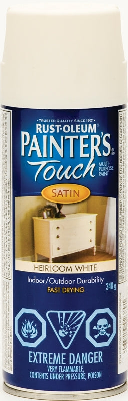 Rust-Oleum N2254830 Spray Paint, Satin, Heirloom White, 340 g, Can