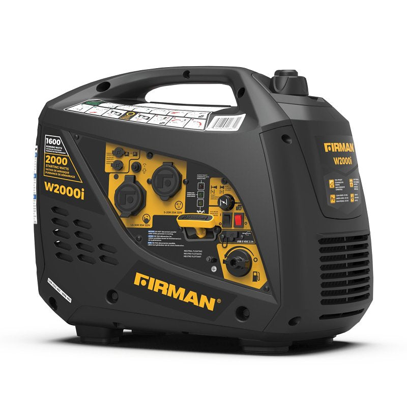 Firman Whisper W01682 Portable Inverter Generator, 20 to 30 A, 120 V, Gasoline, 0.9 gal Tank, 9 hr Run Time