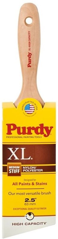 Purdy XL 144424425 Paint Brush, 2-1/2 in W, Angular Trim Brush, Nylon/Polyester Bristle, Beavertail Handle