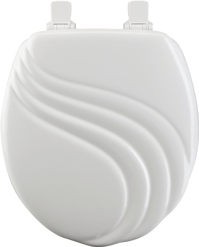 Mayfair 27EC-000 Toilet Seat, Round, Wood, White, Twist Hinge