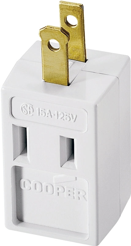 Eaton Wiring Devices 4400W-BOX Outlet Adapter, 2 -Pole, 15 A, 125 V, 3 -Outlet, NEMA: NEMA 1-15R, White