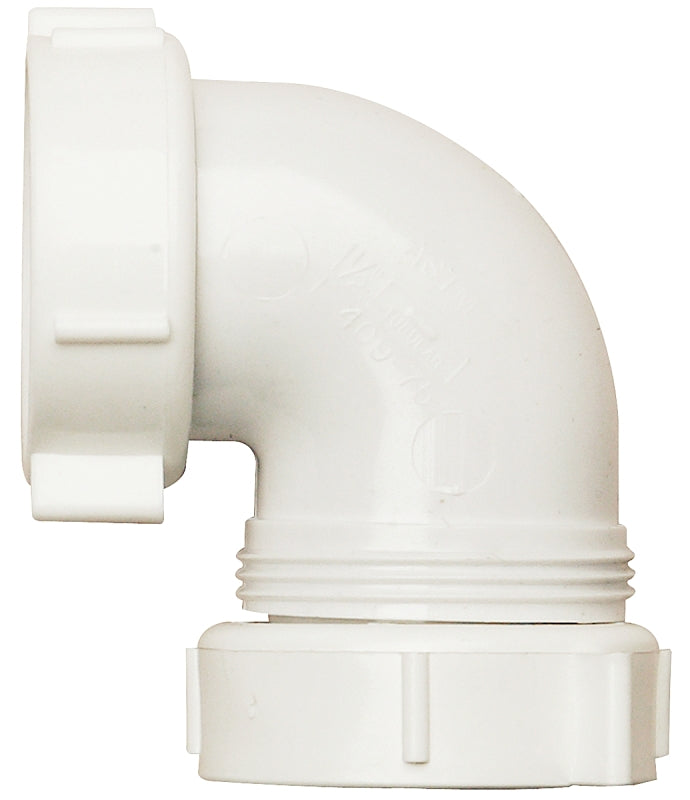 Plumb Pak PP66-10W Drain Pipe Elbow, 1-1/2 in, Slip-Joint, PVC, White