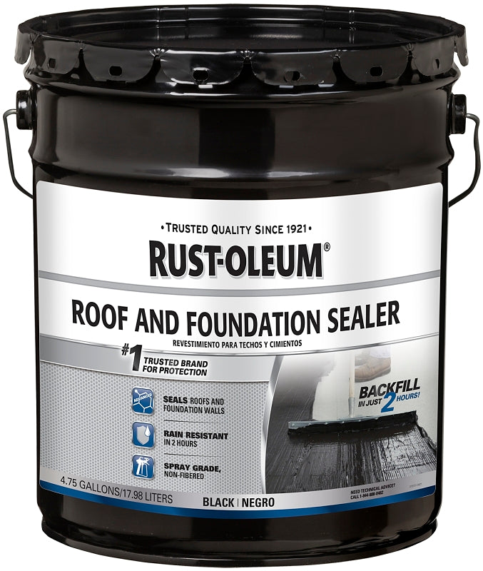 Rust-Oleum 347434 Roof and Foundation Sealer, Black, 4.75 gal, Pail, Liquid