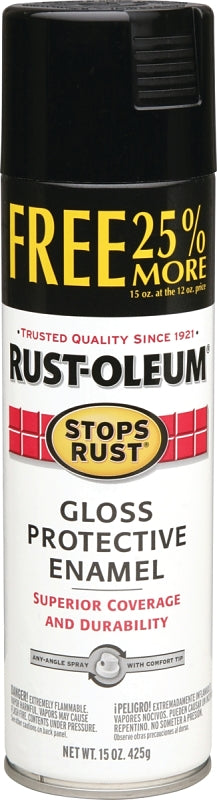 Rust-Oleum 254146 Rust Preventative Spray Paint, Gloss, Black, 15 oz, Can