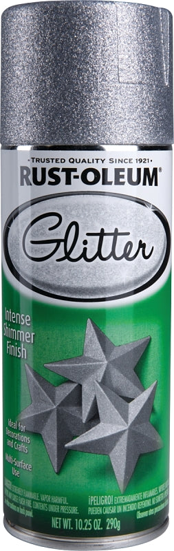 Rust-Oleum 301814 Glitter Paint, Flat/Matte, Silver, 10.25 oz, Aerosol Can