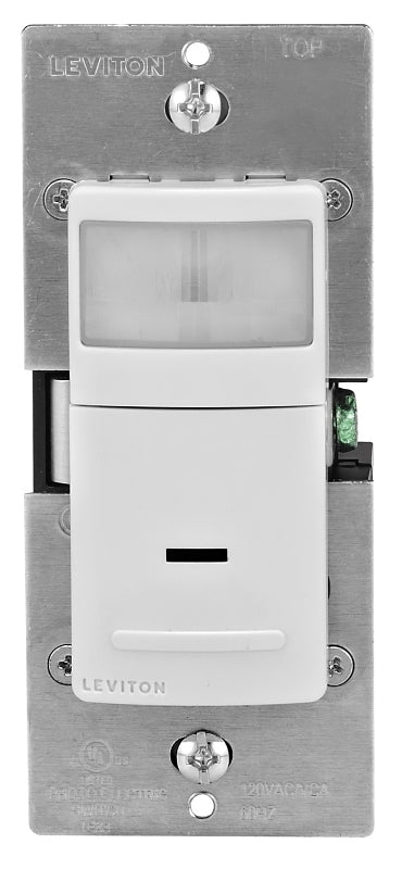 Leviton R02-IPS02-1LW Motion Detector, 2.5 A, 120 V, 1 -Pole, Motion Sensor, 180 deg Sensing, 900 sq-ft Sensing