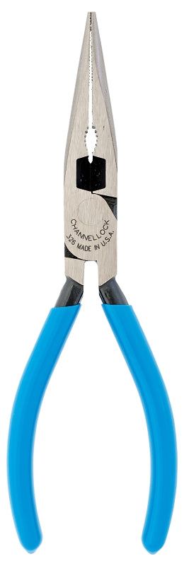 CHANNELLOCK 326 Nose Plier, 6.1 in OAL, 1-5/32 in Jaw Opening, Blue Handle, Ergonomic Handle, 3/4 in W Jaw