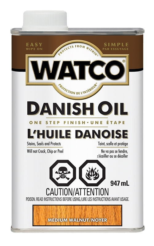 WATCO A65941 Danish Oil, Medium Walnut, Liquid, 1 qt, Can