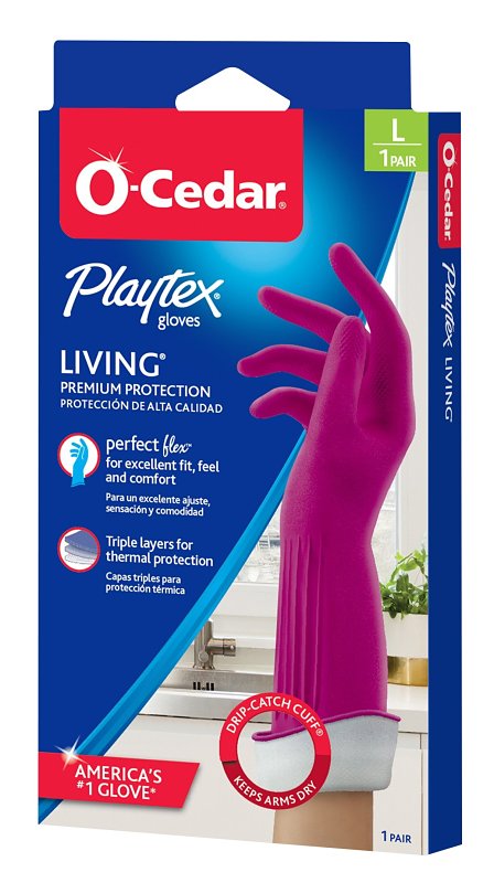 Playtex Living 166120 Reusable Gloves, L, Latex/Neoprene/Nitrile, Gray