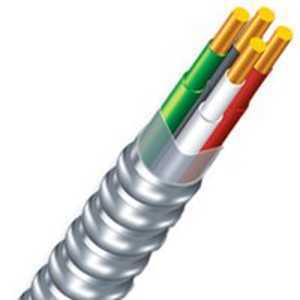 Southwire Armorlite 55222975 Armored Cable, 12 AWG Cable, 3 -Conductor, 75 m L, Copper Conductor