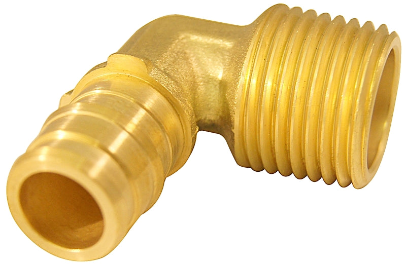 Apollo EPXME1212 Pipe Elbow, 1/2 in, Barb x MNPT, 90 deg Angle, Brass, 200 psi Pressure