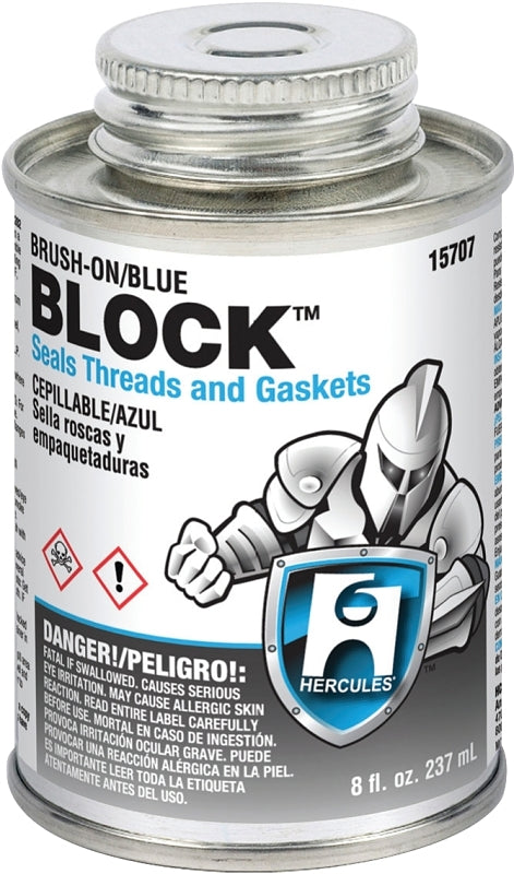 Hercules Brush-on Block 15707 Thread and Gasket Sealant, 8 oz, Can, Liquid, Paste, Blue