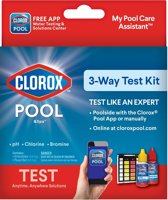 Clorox 72000CLX Test Kit, 3-Way, Bromine, Chlorine, pH Testing