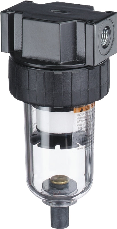 Tru-Flate 24-301 Air Line Filter, Manual, Polycarbonate