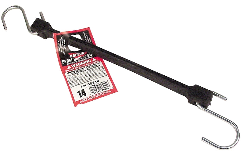 Keeper 06214 Strap, 3/4 in W, 14 in L, EPDM Rubber, Black, S-Hook End