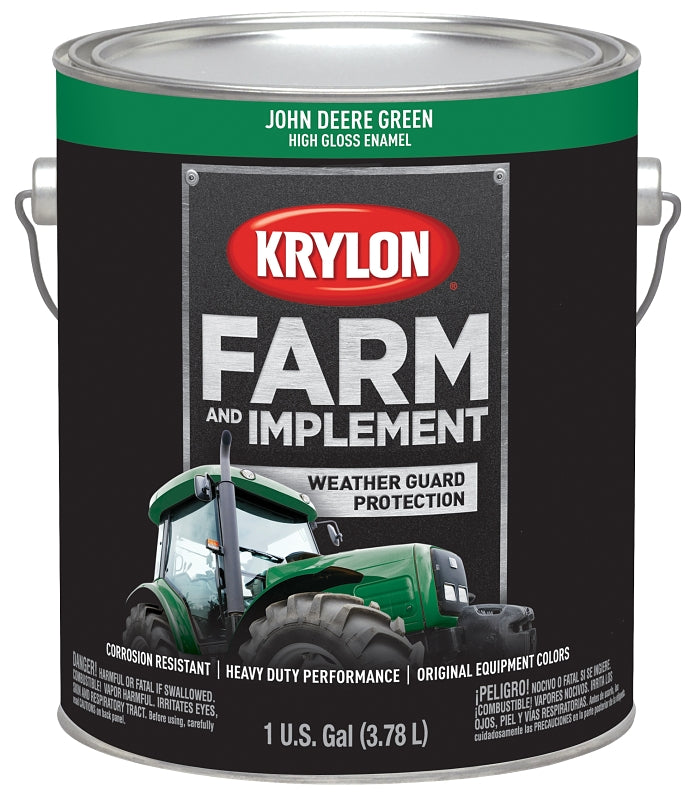 Krylon K01966000 Farm Equipment Paint, High-Gloss Sheen, John Deere Green, 1 gal, 50 to 200 sq-ft/gal Coverage Area