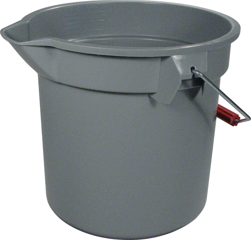 Rubbermaid Roughneck 261400GRAY Bucket with Pour Spout, 14 qt Capacity, 12 in Dia, Polyethylene, Gray