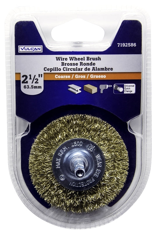 Vulcan 321741OR Wire Wheel Brush, 2-1/2 in Dia, 1/4 in Arbor/Shank