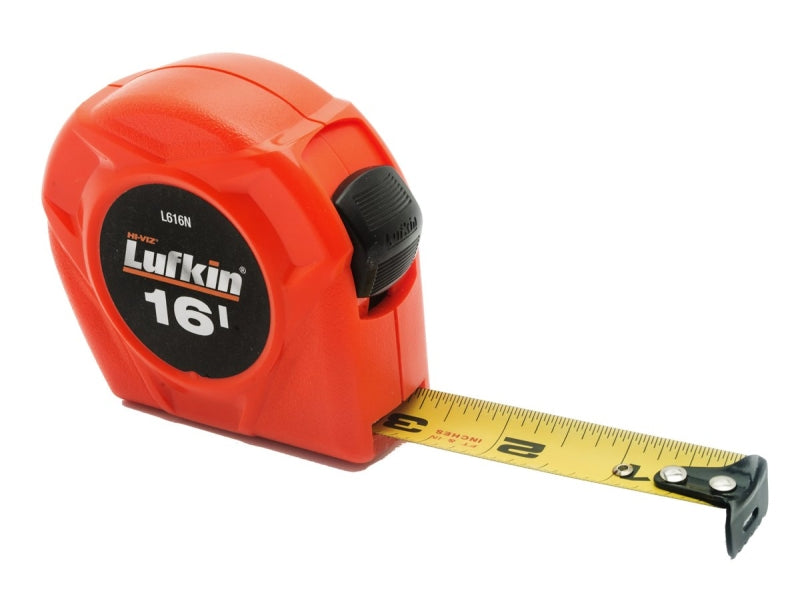 Crescent Lufkin L600N Series KIT Tape Measure, 16 ft L Blade, 3/4 in W Blade, Steel Blade, Plastic Case, Orange Case