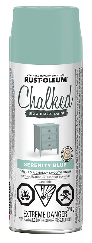 Rust-Oleum 302826 Chalk Spray Paint, Ultra Matte, Serenity Blue, 340 g, Can