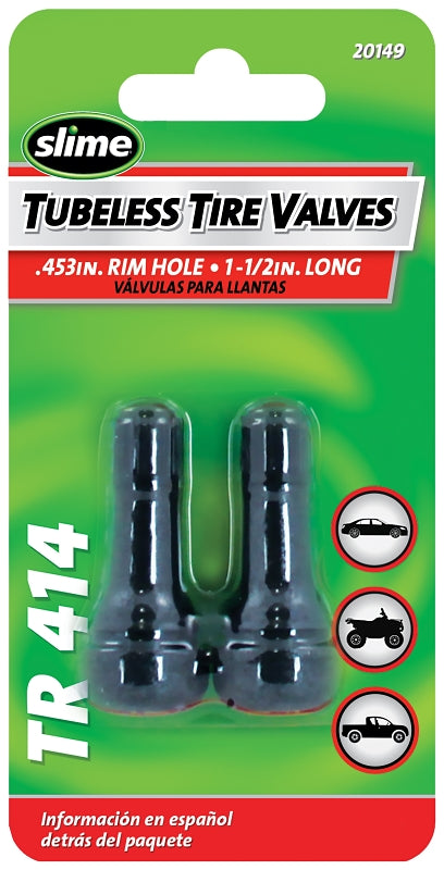 Slime 20149 Tubeless Tire Valve, Rubber, 2/PK