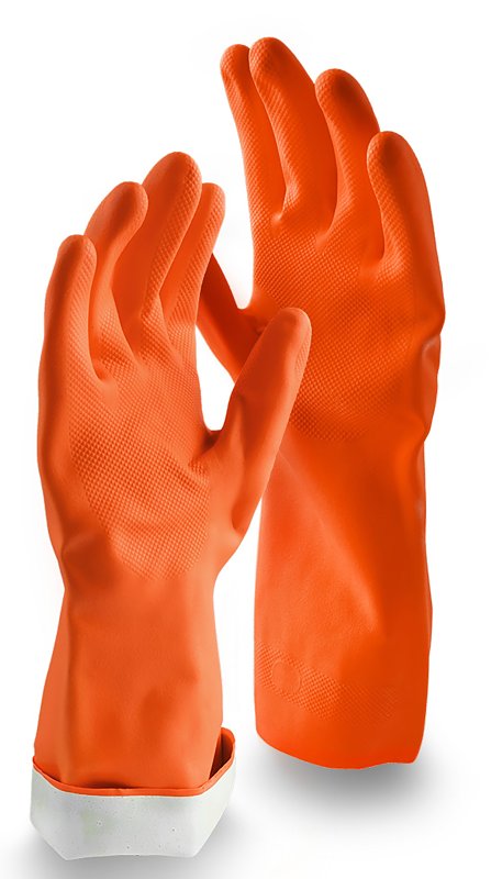 Libman 1325 Premium Reusable Gloves, L, 13 in L, Latex, Orange