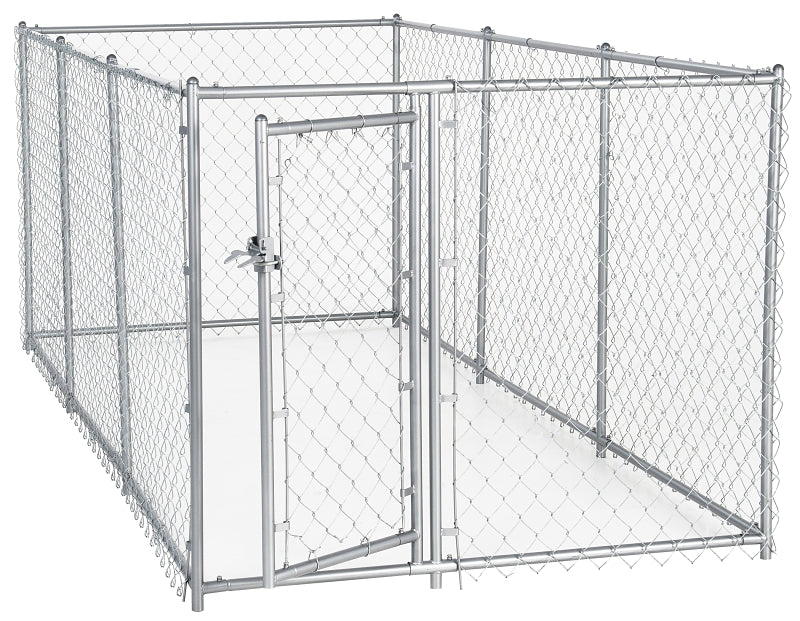 Lucky Dog CL 41028EZ Chain Link Kennel, 5 ft OAL, 10 ft OAW, 4 ft OAH, Steel, Galvanized