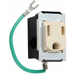 Legrand 1433 Single Receptacle, 125 V, 15 A, NEMA: NEMA WD-1, WD-6, Ivory